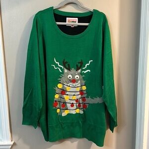 NWT Tipsy Elves Electrocuted Cat Ugly Christmas Sweater